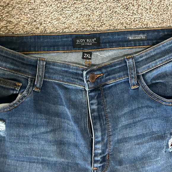 Judy Blue Red Buffalo Plaid Distressed Relaxed Fit Jeans Cotton Women’s Size 2XL - Picture 8 of 10